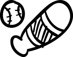 Baseball Toy Kit Sticker Outline Svg File, Free Vectors File